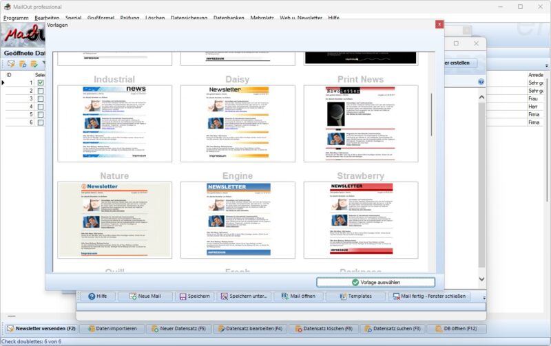 Newsletter Vorlagen verwalten und HTML-E-Mails gestalten mit MailOut